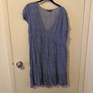 Blue and white floral babydoll dress